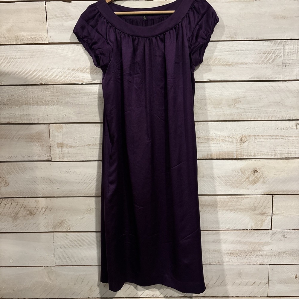 Banana Republic Silk  Dress  Deep Purple Jewel‎ Tone Sz  M Holiday  With Pockets